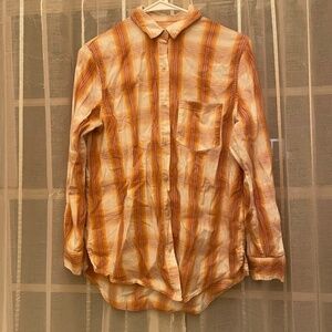 Orange and brown flannel shirt
